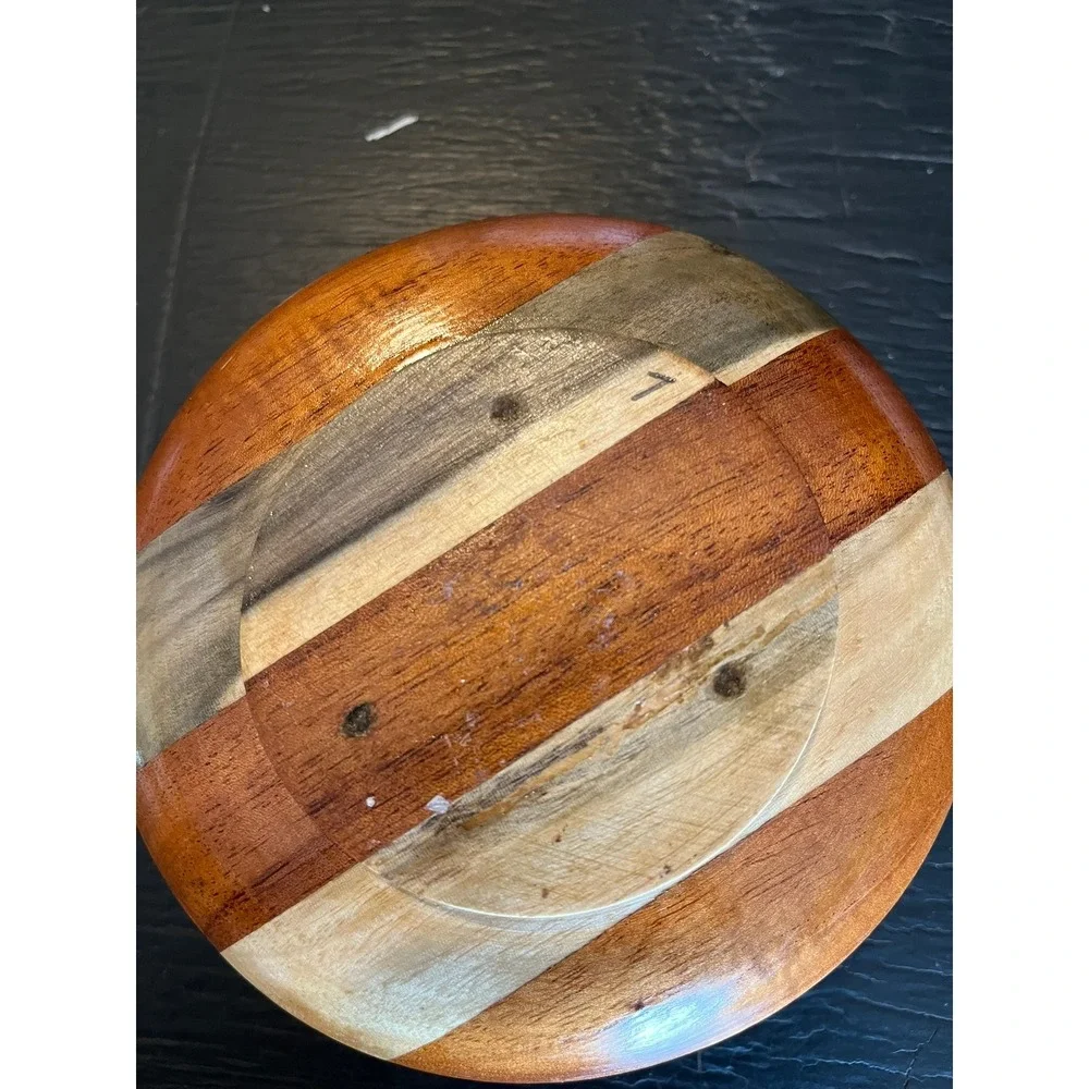 Hand Turned Wood Lidded Box Decorative Bowl Trinket‎ Jar Container